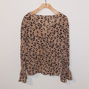 A NEW DAY | LEOPARD PRINT BELL SLEEVE TOP| SZ XL